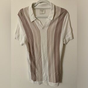 A&F Men's Beige Striped Shirt